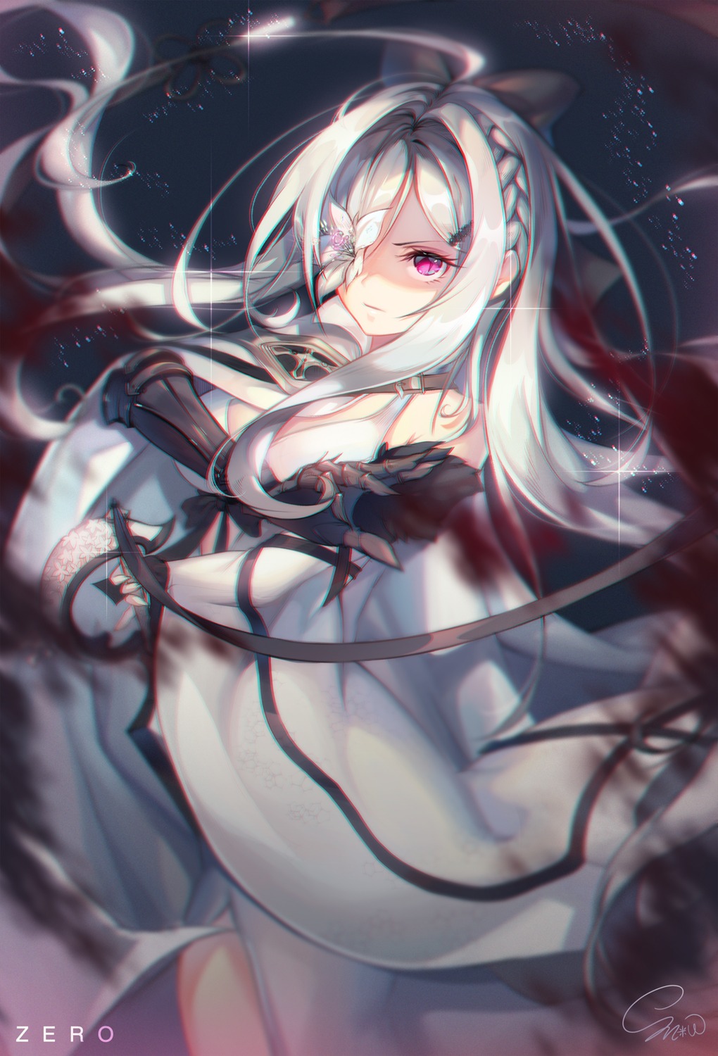 armor, drakengard, dress, eyepatch, snow_is, zero_(drakengard)