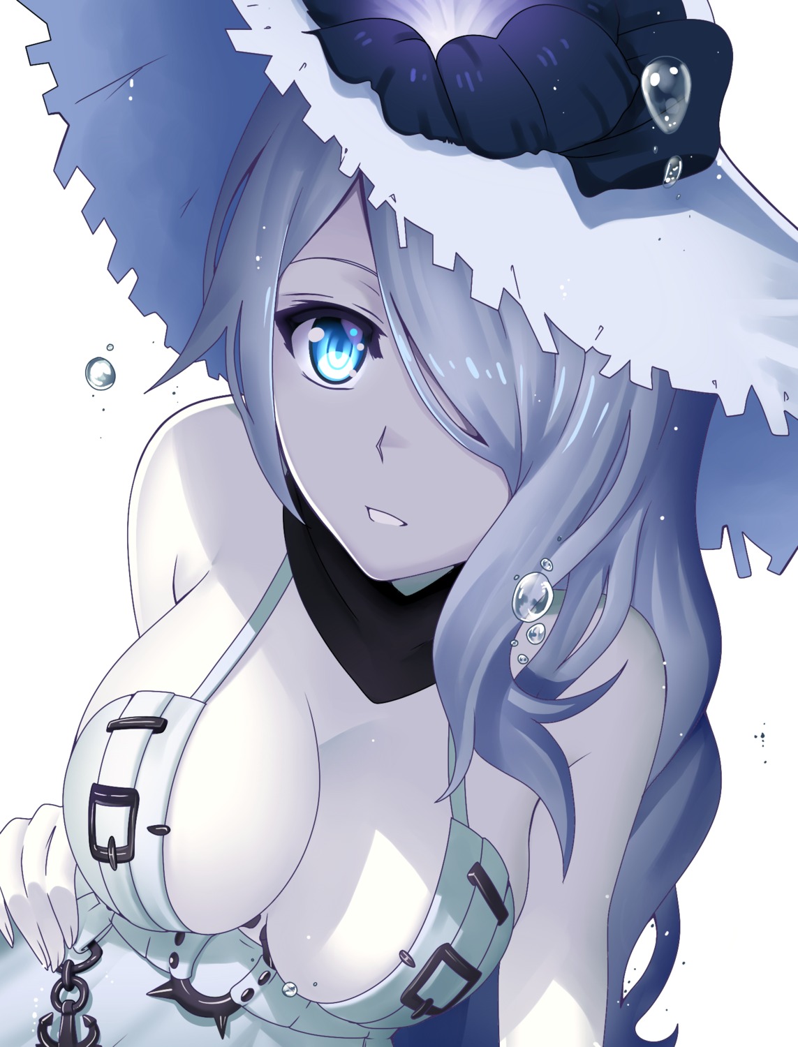 cleavage, dress, kantai_collection, no_bra, seaport_summer_hime, wintersteam