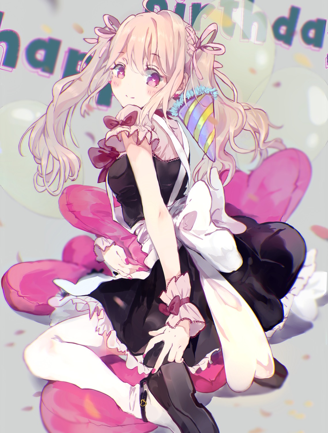 bou_shaku, maid, thighhighs