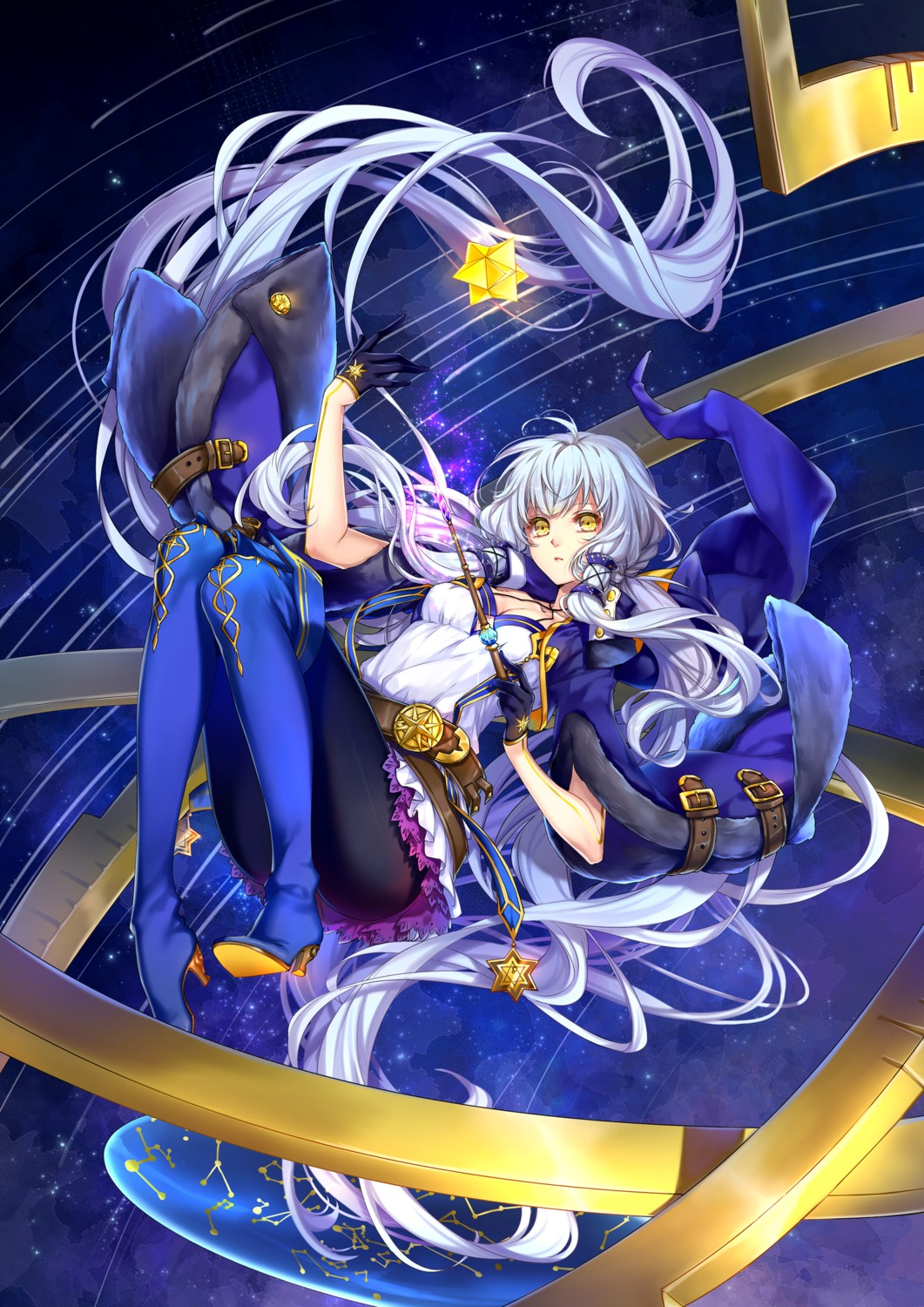 cleavage, heels, kingchenxi, pantyhose, stardust_(vocaloid), vocaloid, weapon