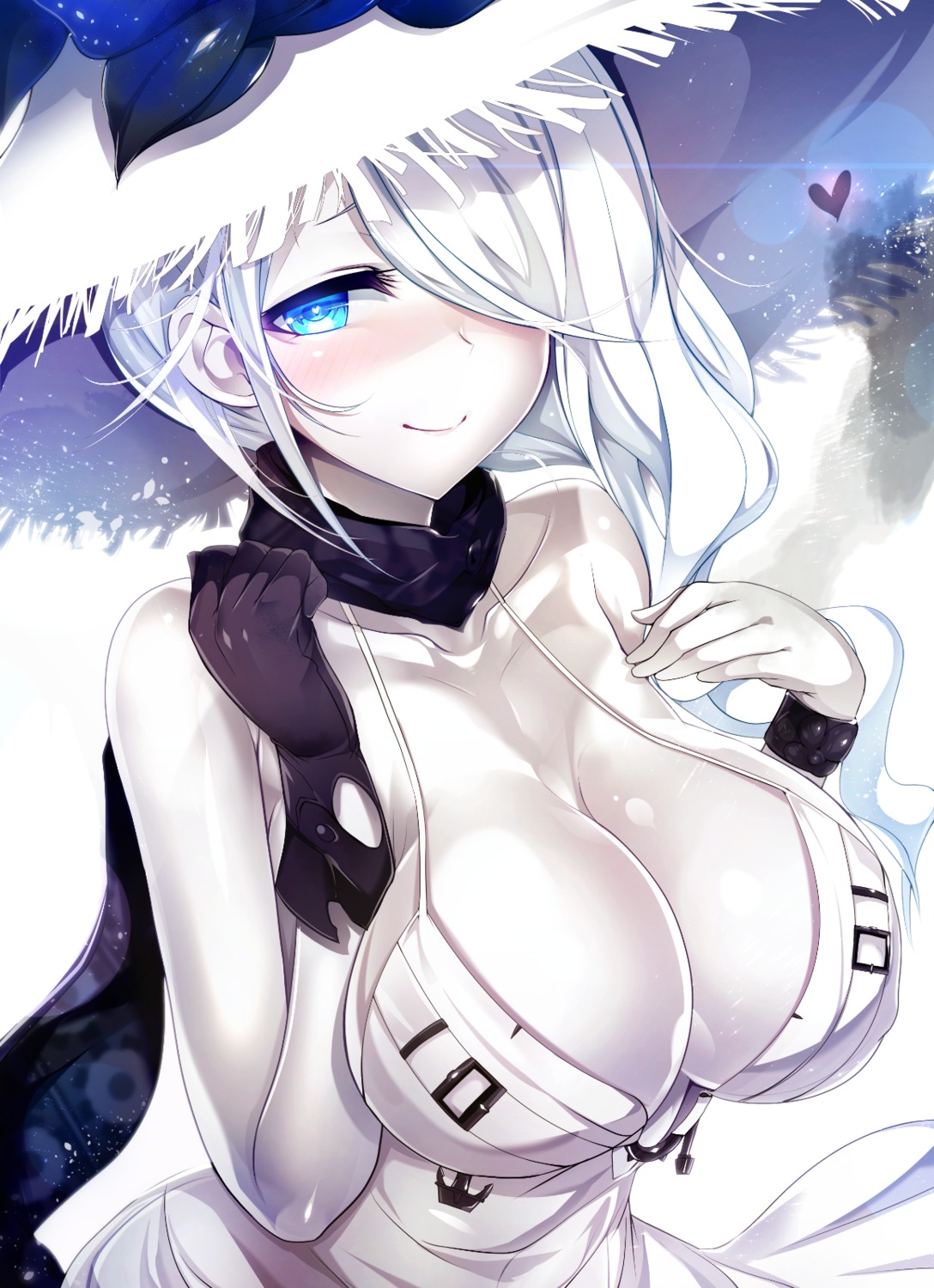 cleavage, dress, kantai_collection, no_bra, seaport_summer_hime, silly