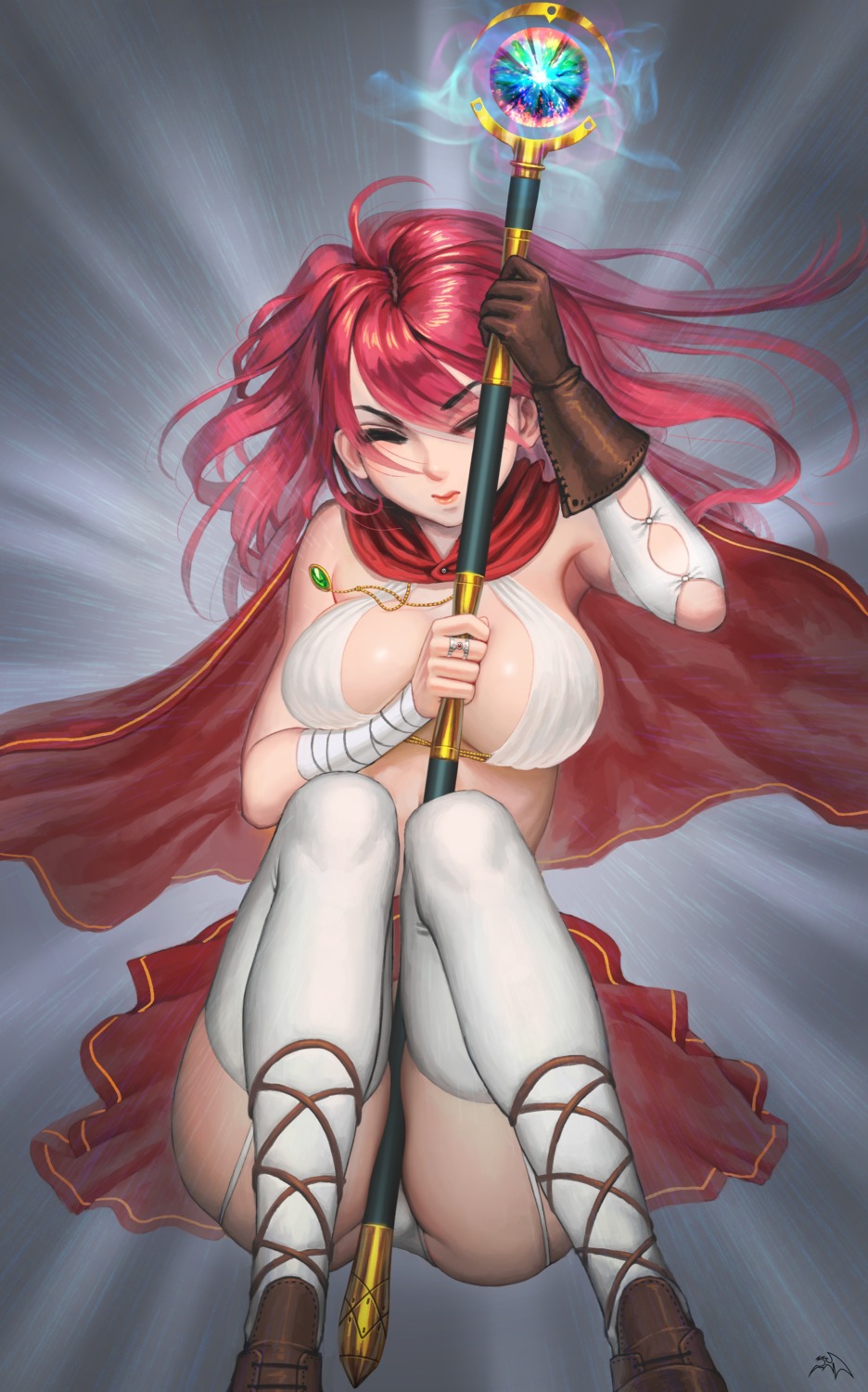 bikini, breast_hold, darkmuleth, stockings, swimsuits, thighhighs, weapon