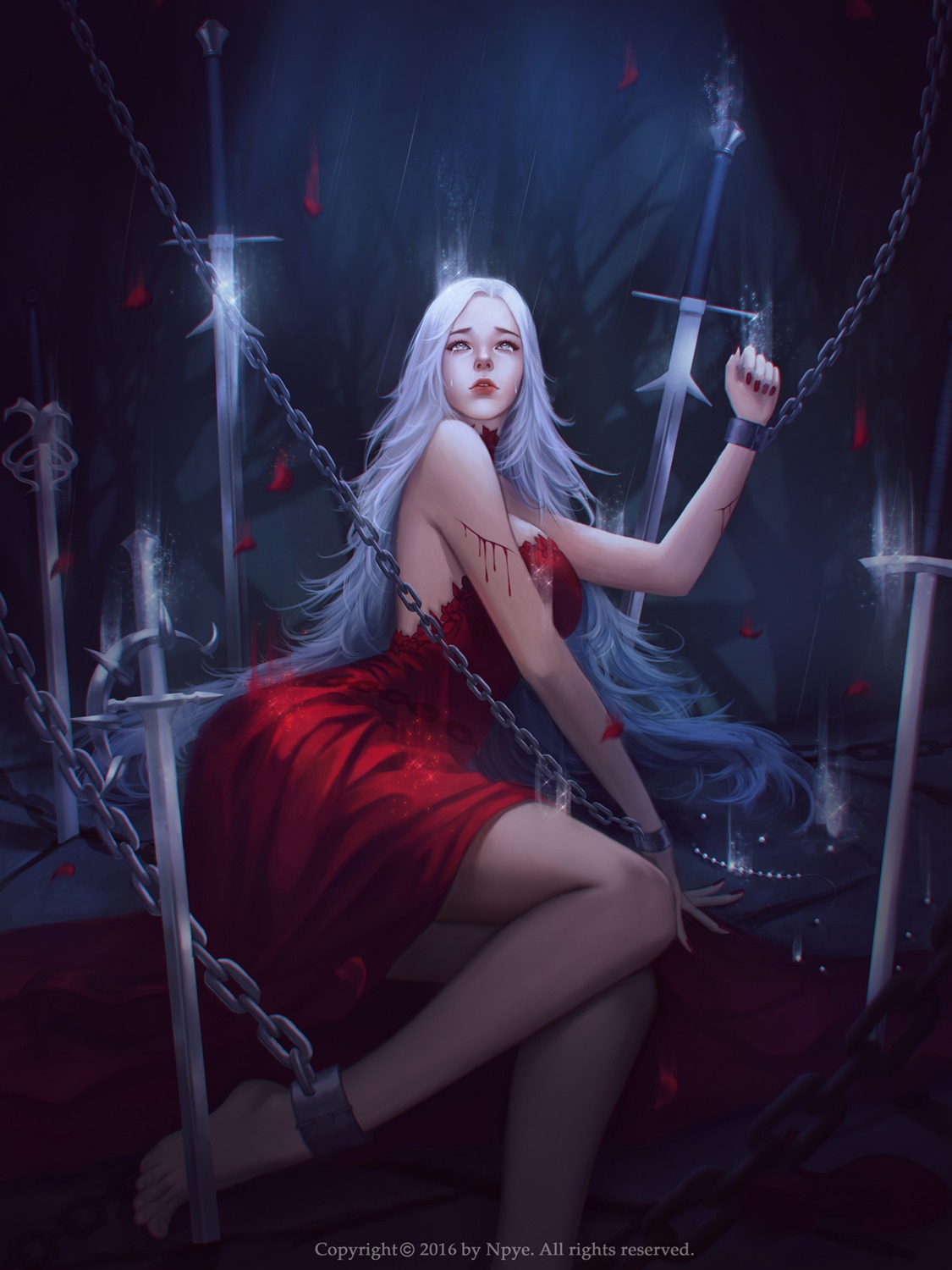 blood, bondage, dress, no_bra, poenatsha_yuen, sword
