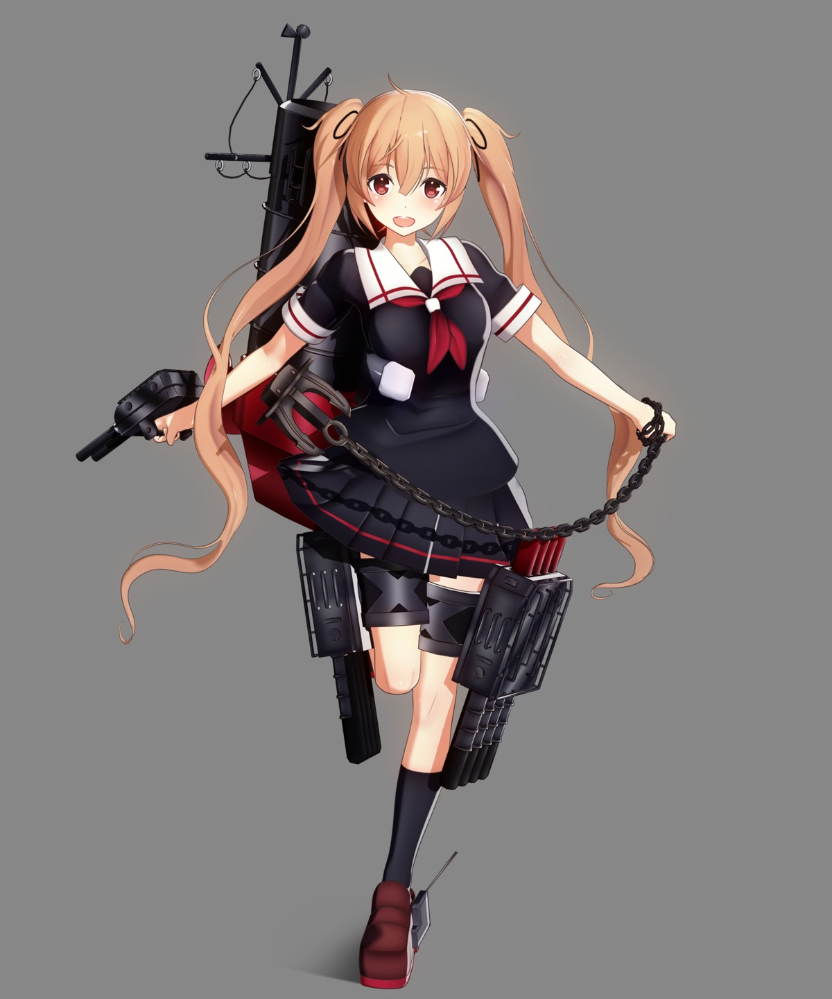kantai_collection, murasame_(kancolle), ponpu-chou, seifuku, weapon