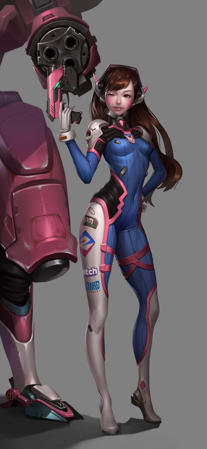 d.va, gun, mecha, midfinger22, overwatch