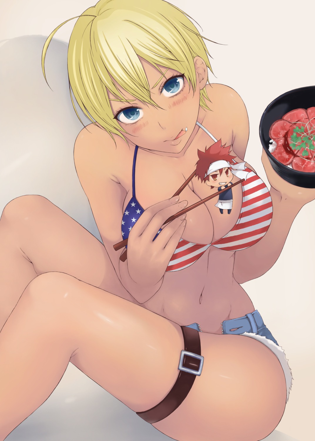 bikini_top, cleavage, garter, gumyy, mito_ikumi, shokugeki_no_soma, swimsuits, yukihira_souma