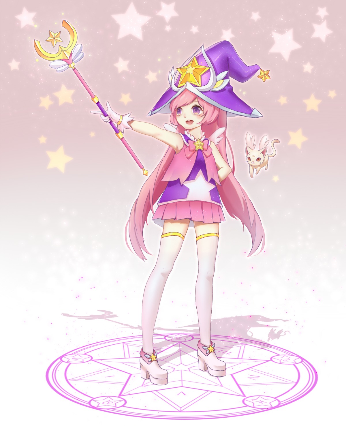 heels, kezi, league_of_legends, lulu_(league_of_legends), neko, thighhighs, weapon, wings