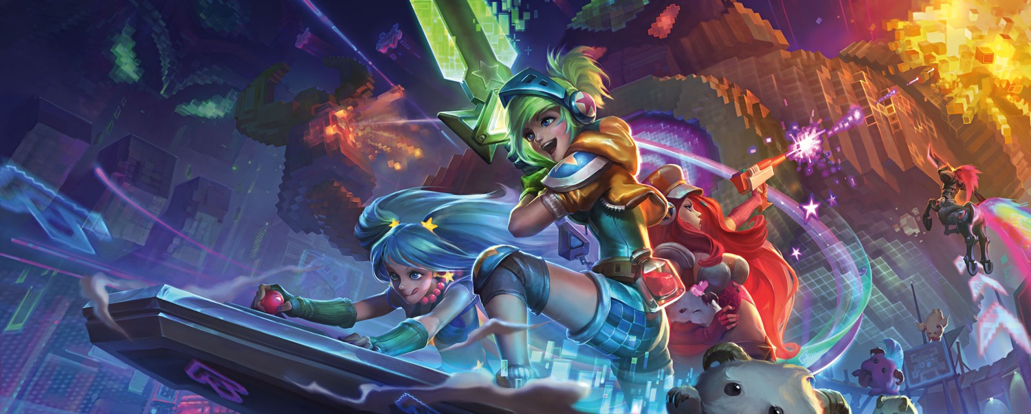 blitzcrank, gun, headphones, hecarim_(league_of_legends), league_of_legends, miss_fortune, monster, poro_(league_of_legends)