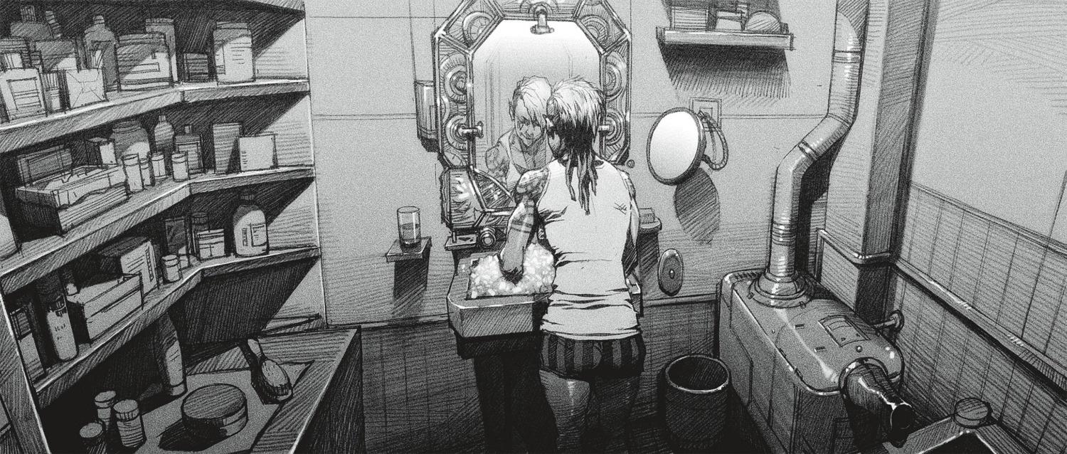 league_of_legends, monochrome, tagme, tattoo, vi_(league_of_legends)