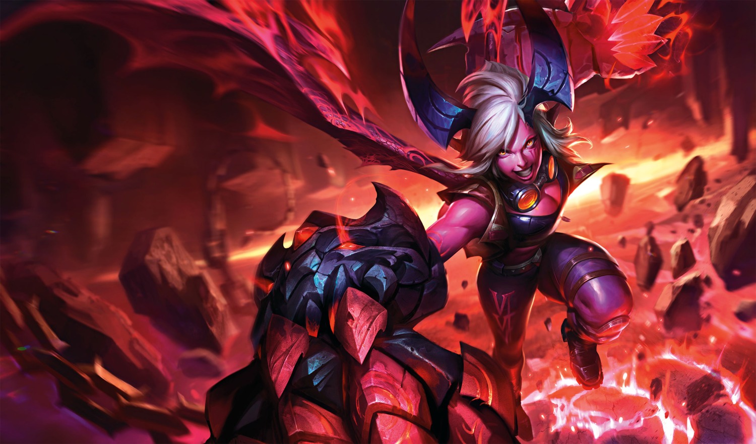 cleavage, horns, league_of_legends, tagme, vi_(league_of_legends), wings