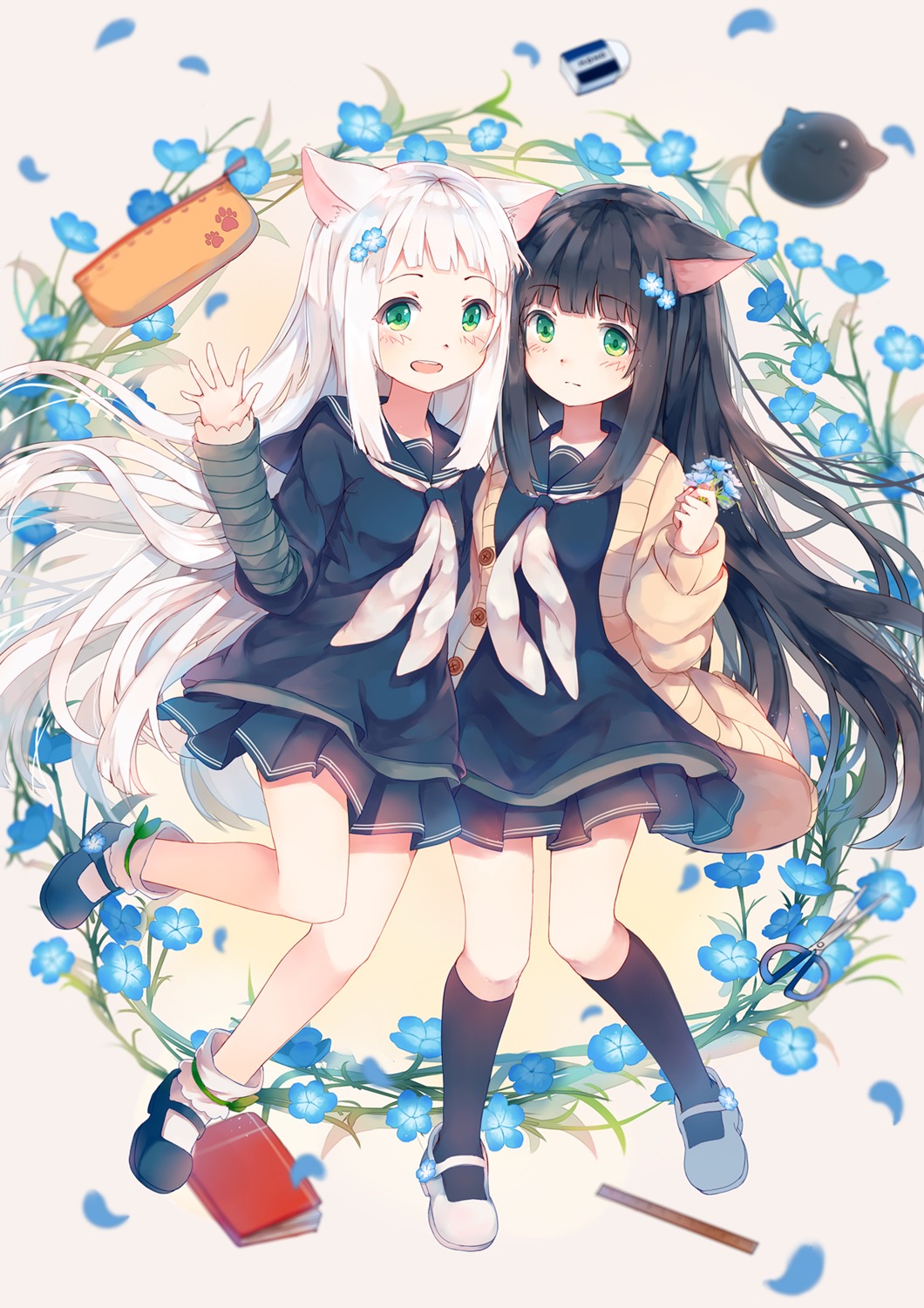 animal_ears, ivy1993, nekomimi, seifuku, sweater