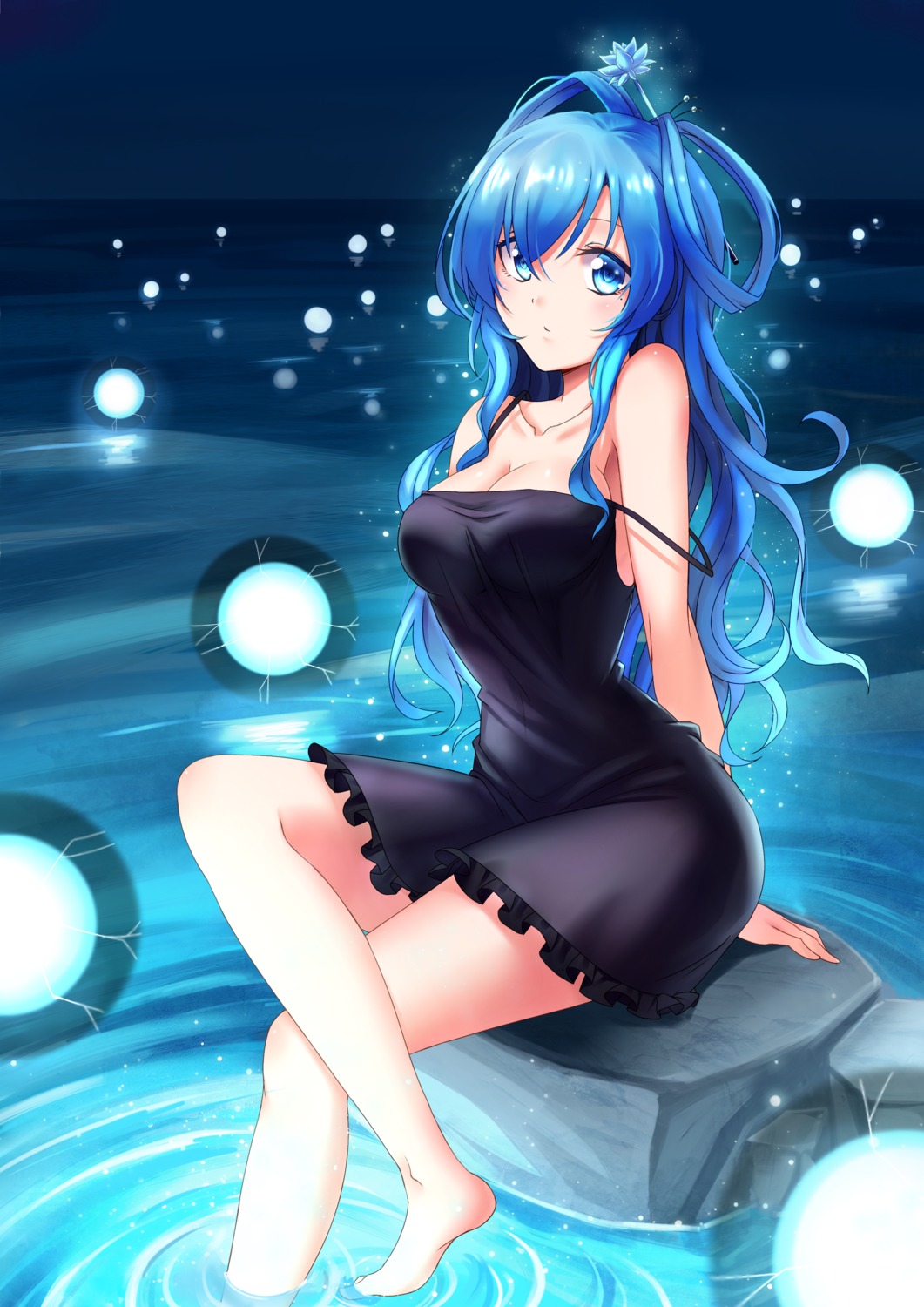 cleavage, dress, kaku_seiga, koissa, touhou, wet