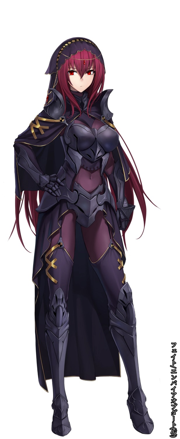 armor, bodysuit, fate/empire_of_dirt, fate/grand_order, heels, scathach_(fate), shijiu_(adamhutt), stockings