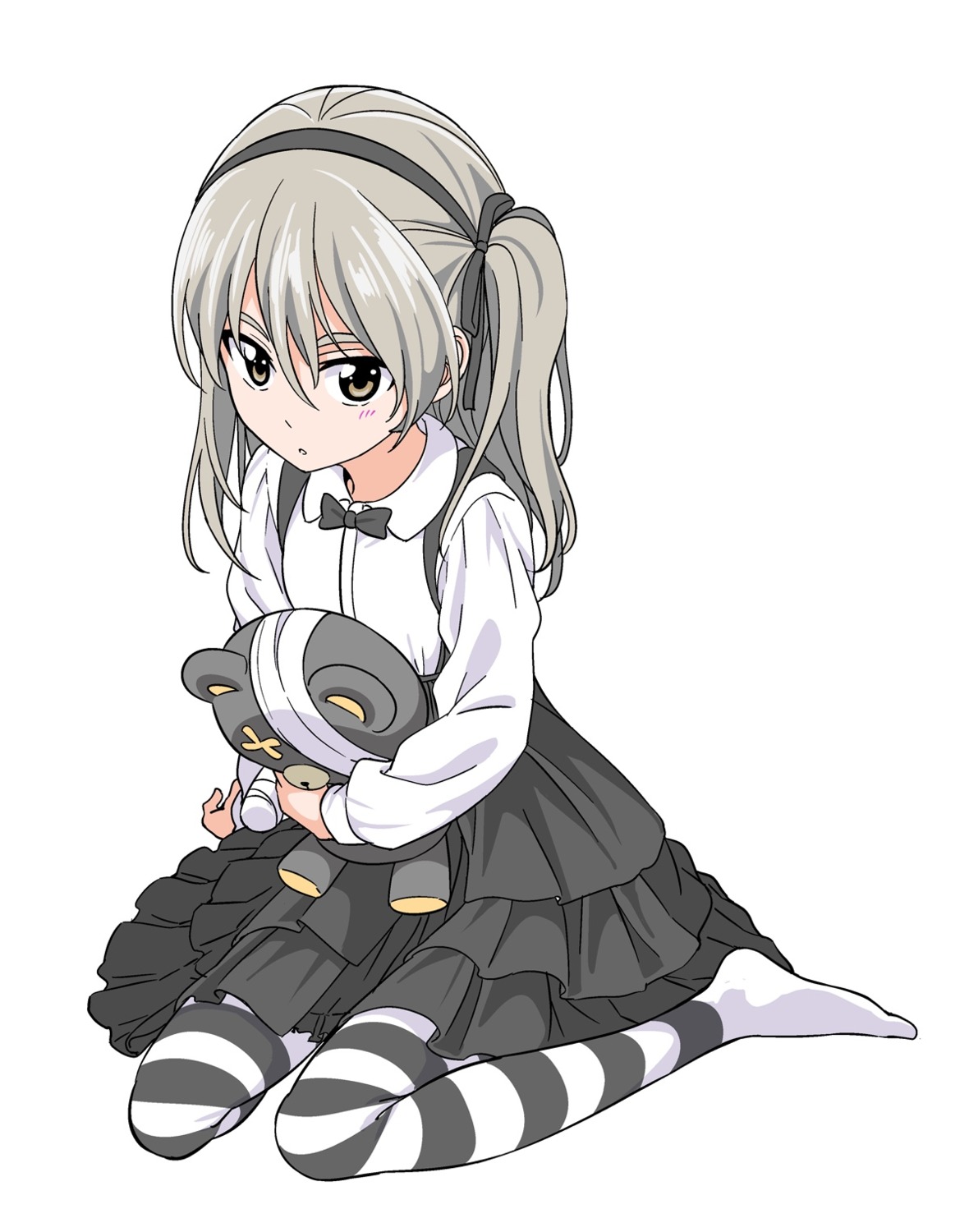 bandages, dress, girls_und_panzer, gothic_lolita, hiroyuki_(artist), lolita_fashion, shimada_arisu, thighhighs