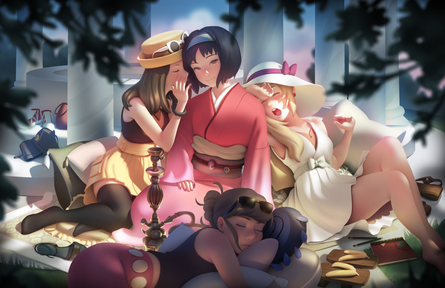 dress, erika_(pokemon), japanese_clothes, jonathan_hamilton, megane, pokemon, pokemon_frlg, pokemon_gsc