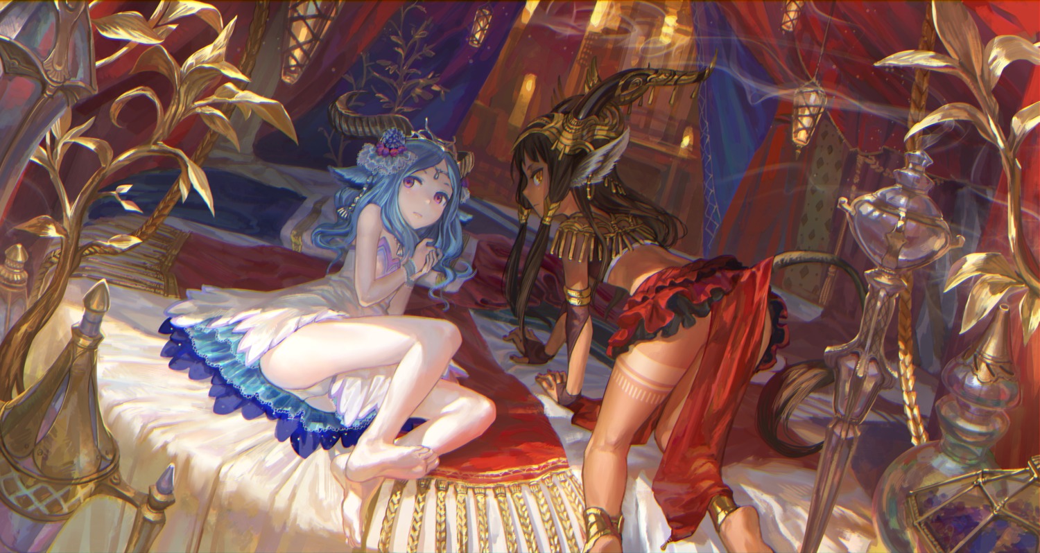 animal_ears, dress, feet, horns, ox_(baallore), pantsu, tail, tattoo
