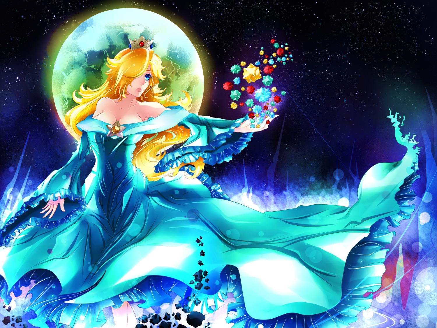 cleavage, dress, invidiata, mario_bros., rosalina