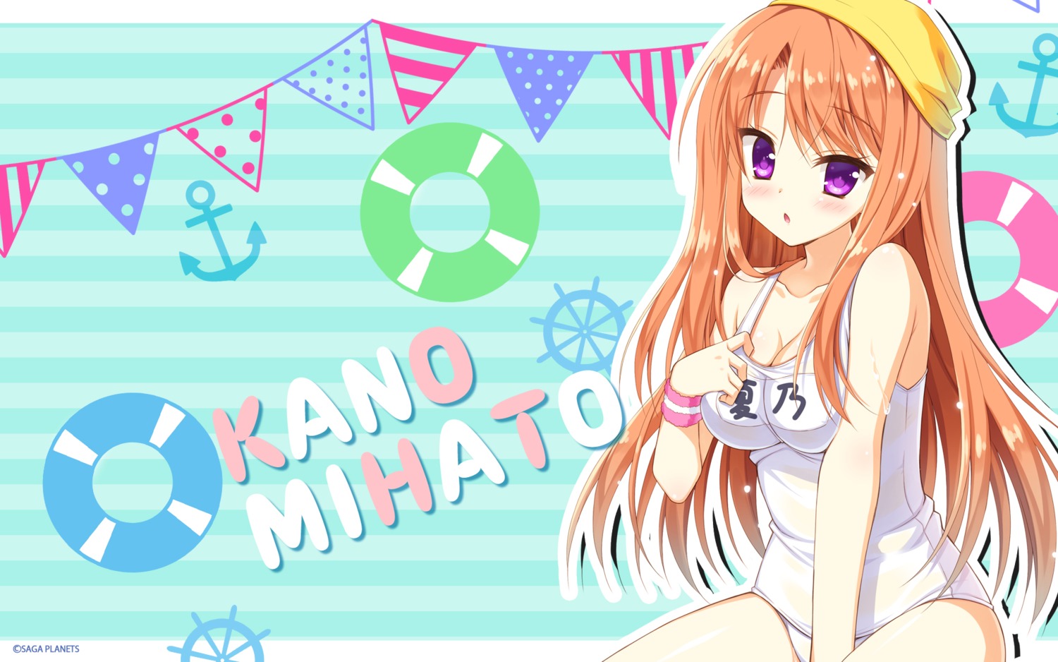 cleavage, floral_flowlove, hontani_kanae, mihato_kano, saga_planets, school_swimsuit, swimsuits, wallpaper