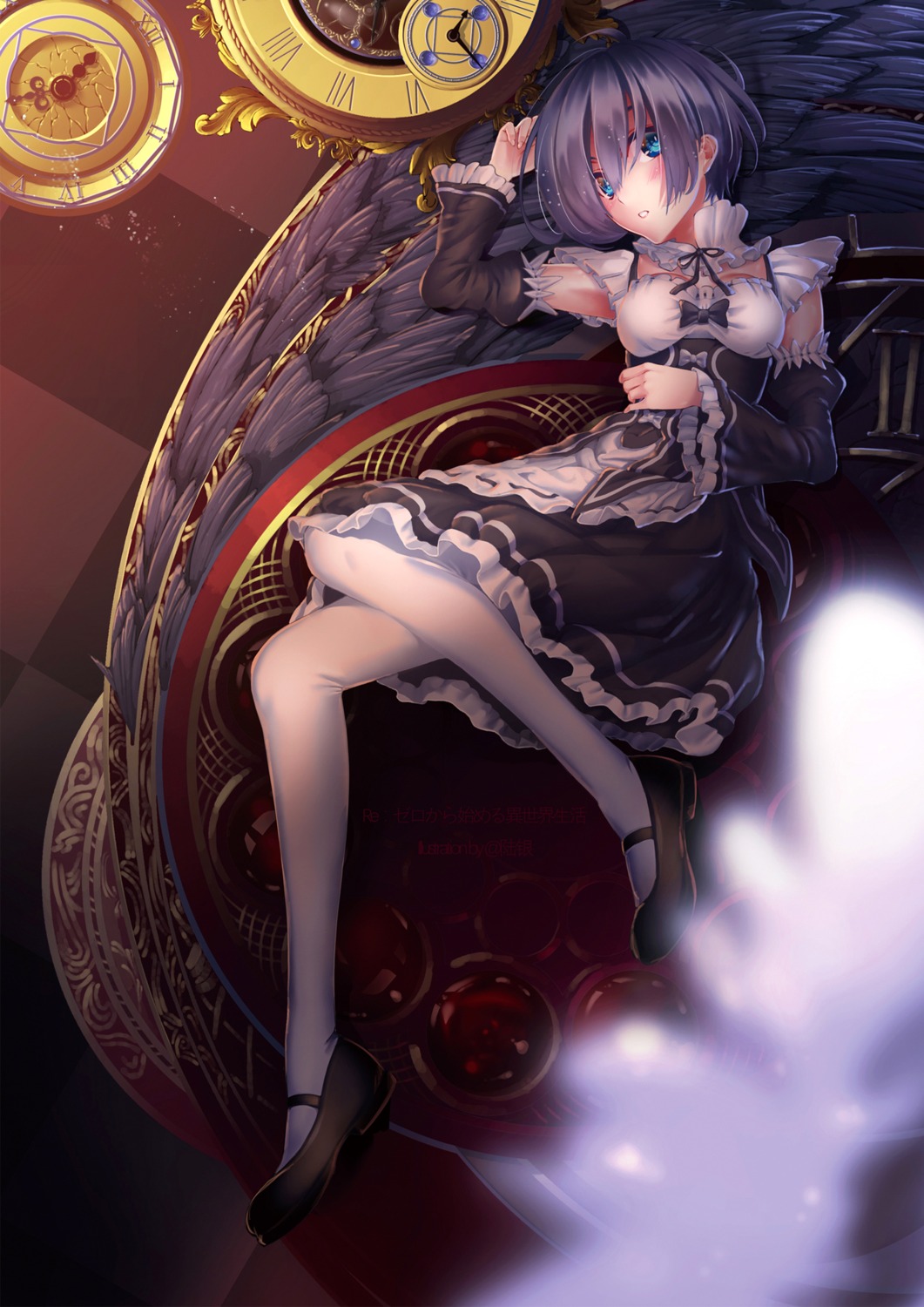 heels, maid, nishiro_ryoujin, pantyhose, re:zero_kara_hajimeru_isekai_seikatsu, rem_(re_zero)
