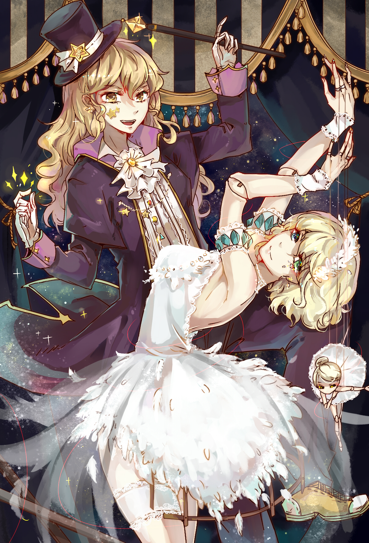 aili_(aliceandoz), alice_margatroid, dress, garter, kirisame_marisa, no_bra, see_through, touhou