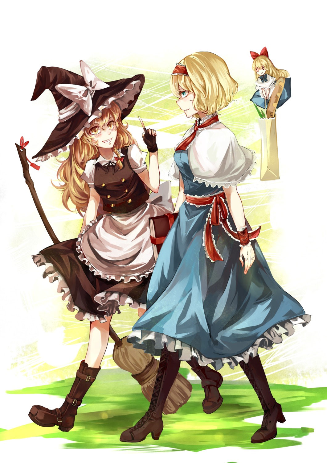 aili_(aliceandoz), alice_margatroid, dress, heels, kirisame_marisa, shanghai_doll, touhou, witch