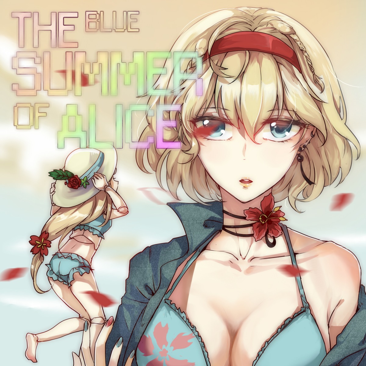 aili_(aliceandoz), alice_margatroid, ass, bikini, bikini_top, cleavage, open_shirt, shanghai_doll