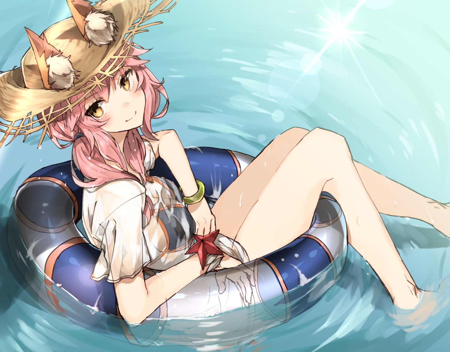 animal_ears, bikini, chibirisu, fate/extra, fate/stay_night, see_through, swimsuits, tamamo_no_mae