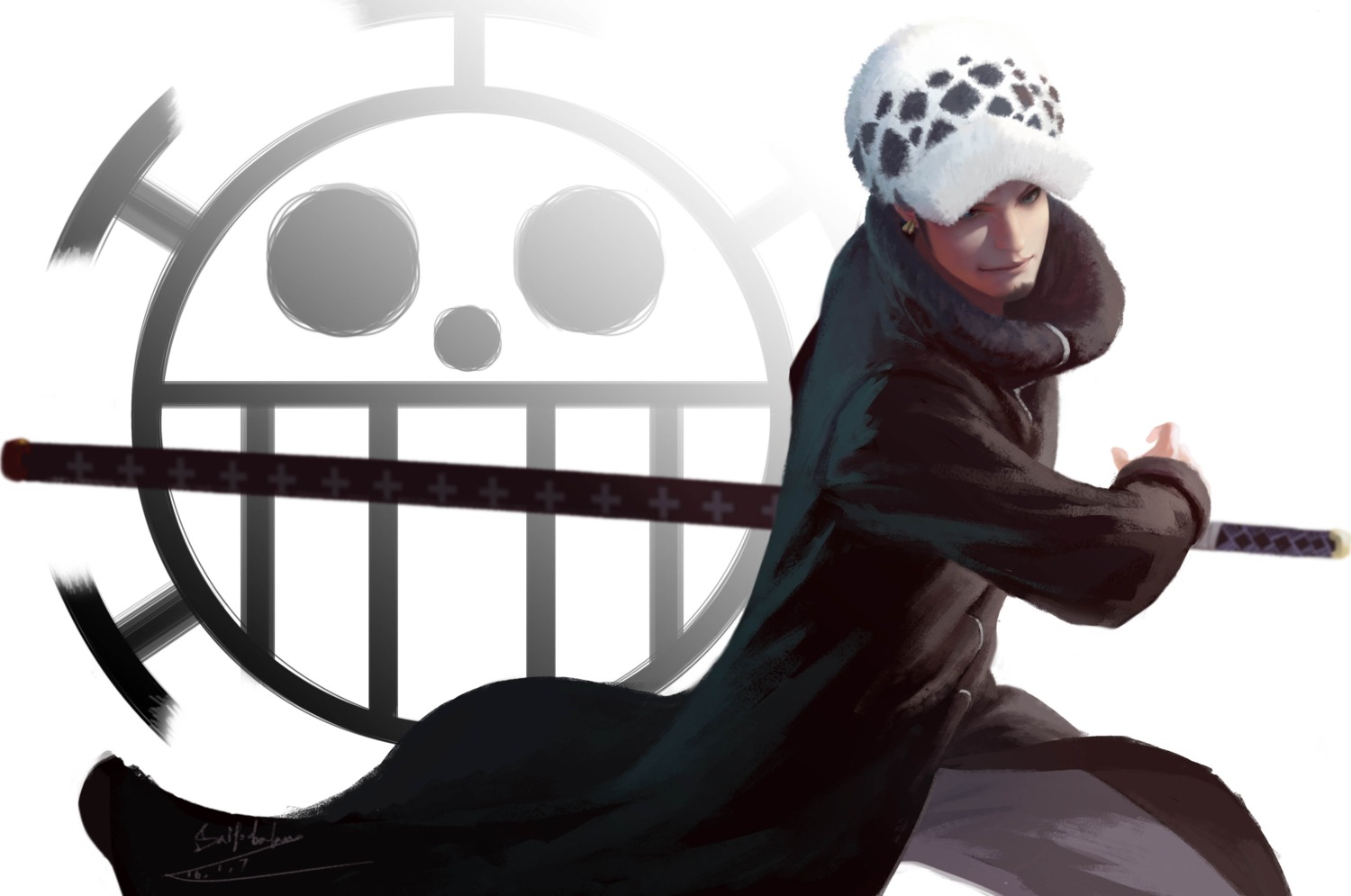 male, one_piece, sai_foubalana, sword, trafalgar_law