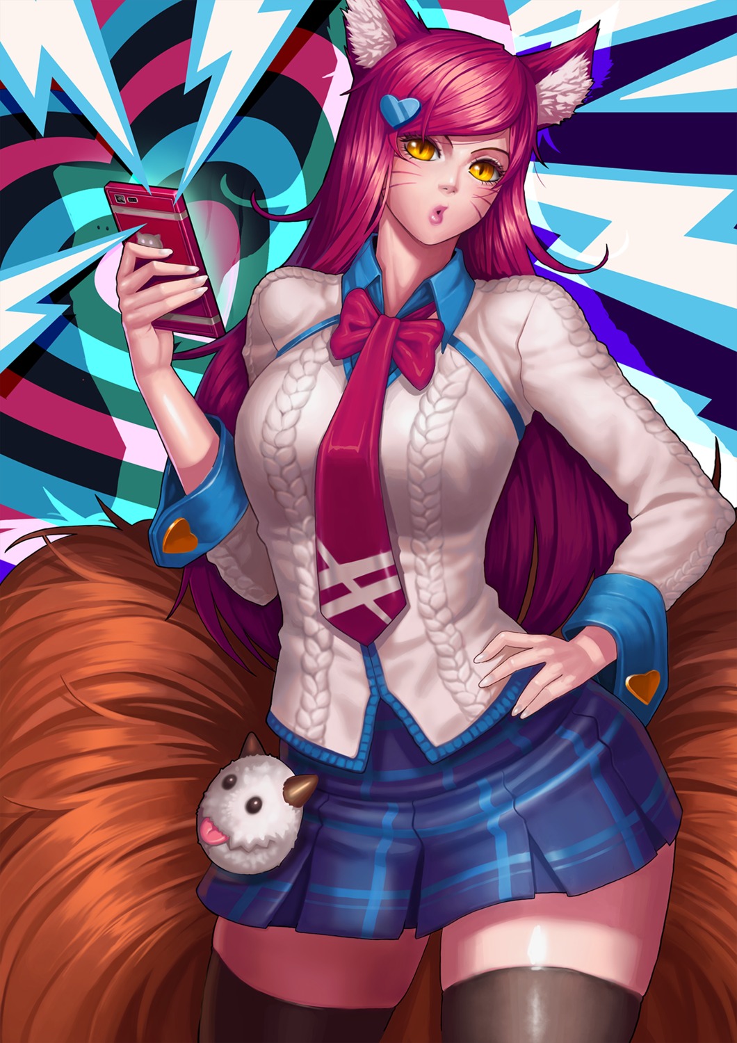 ahri, animal_ears, gonster, kitsune, league_of_legends, seifuku, tail, thighhighs
