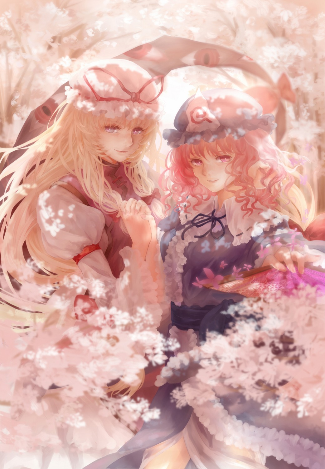 jyuui, saigyouji_yuyuko, touhou, yakumo_yukari