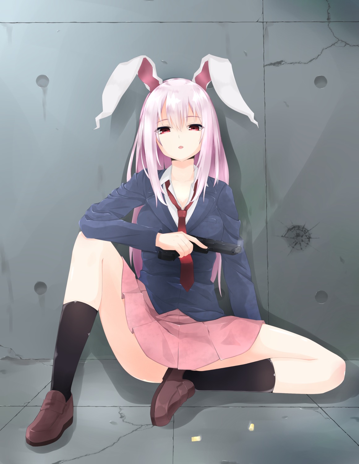 animal_ears, bunny_ears, gun, reisen_udongein_inaba, seifuku, surota, touhou