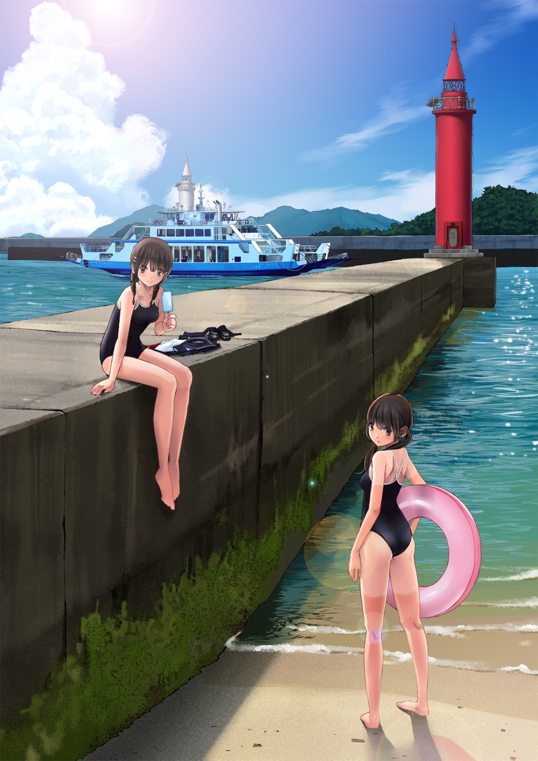 ass, chikuwa_(odennabe), feet, school_swimsuit, swimsuits