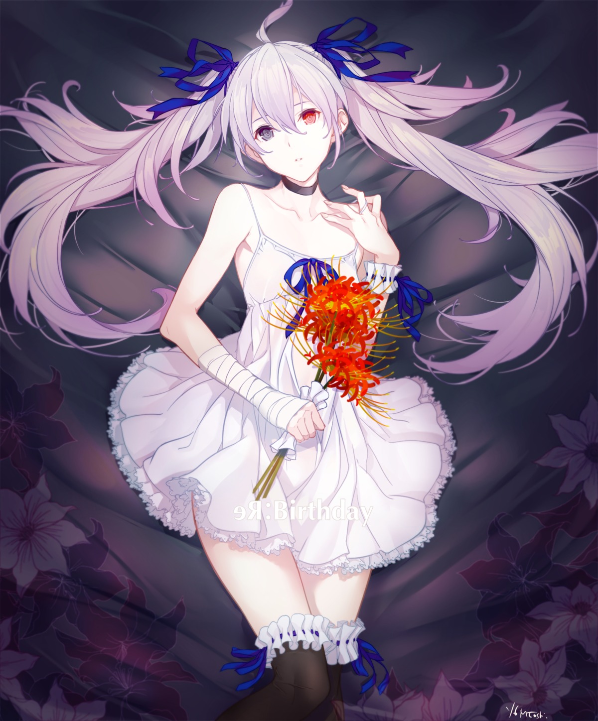 bandages, dress, heterochromia, kagetomo_midori, thighhighs