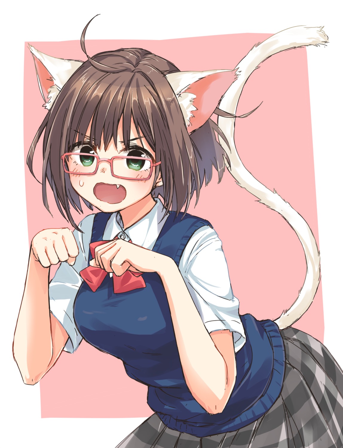 animal_ears, maekawa_miku, matsuda_hikari, megane, nekomimi, seifuku, tail, the_idolm@ster