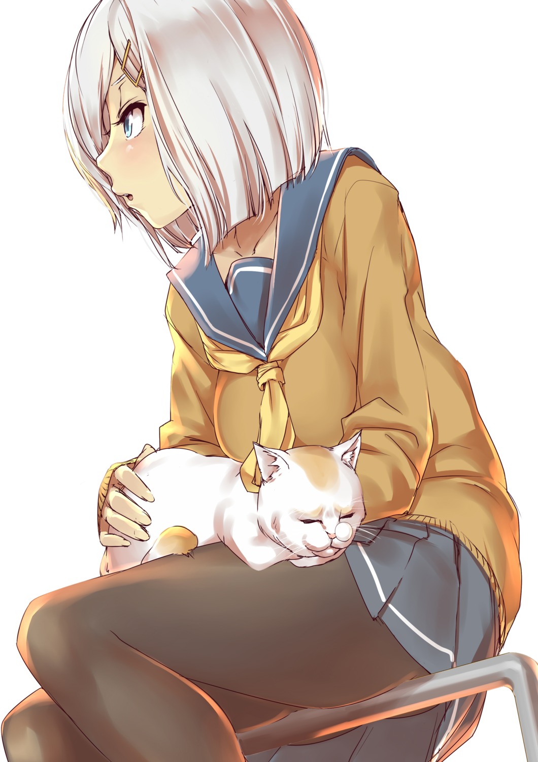 hamakaze_(kancolle), kantai_collection, neko, nekotama1987, pantyhose, seifuku, sweater