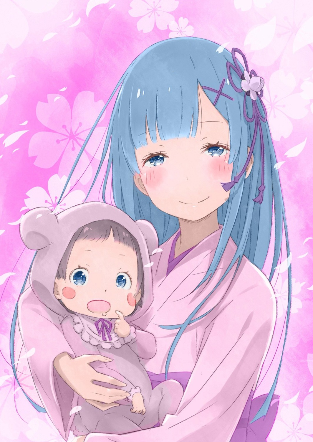 animal_ears, natsuki_spica, ootsuka_shinichirou, re:zero_kara_hajimeru_isekai_seikatsu, rem_(re_zero), tail, yukata