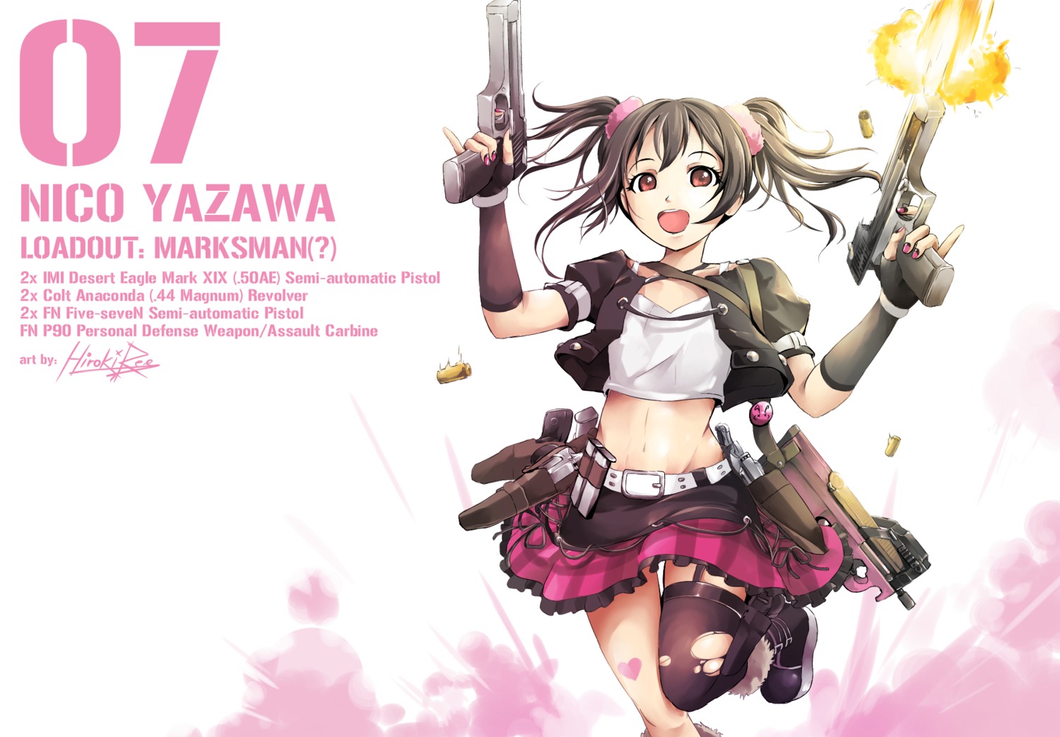 gun, hiroki_ree, love_live!, love_live!_(series), stockings, thighhighs, torn_clothes, yazawa_nico