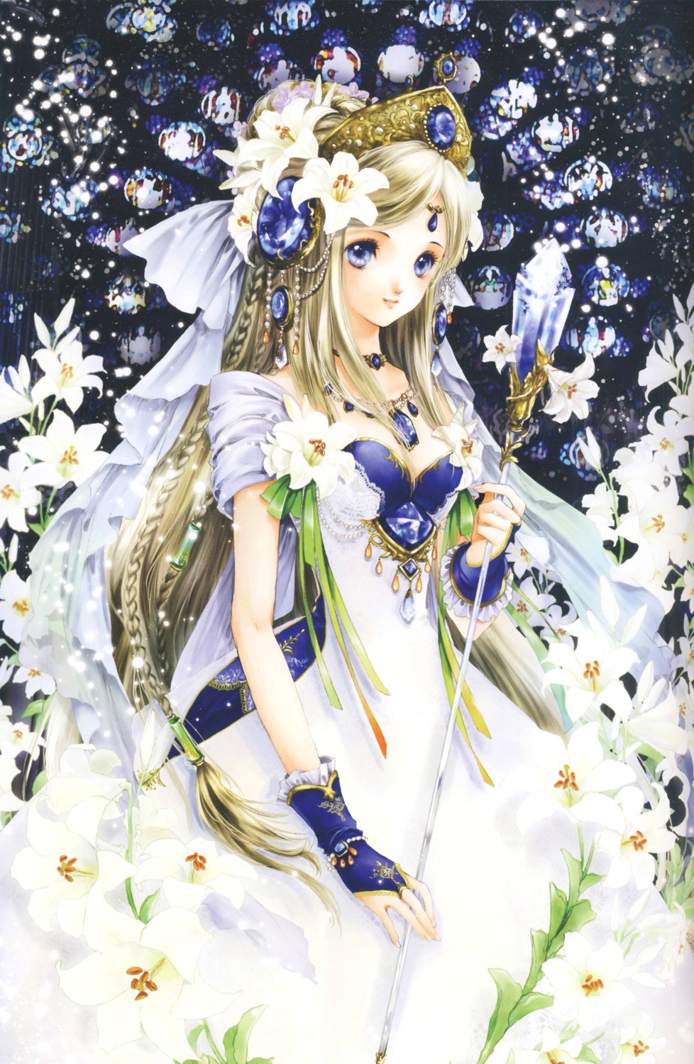 cleavage, dress, scanning_dust, shiitake, weapon