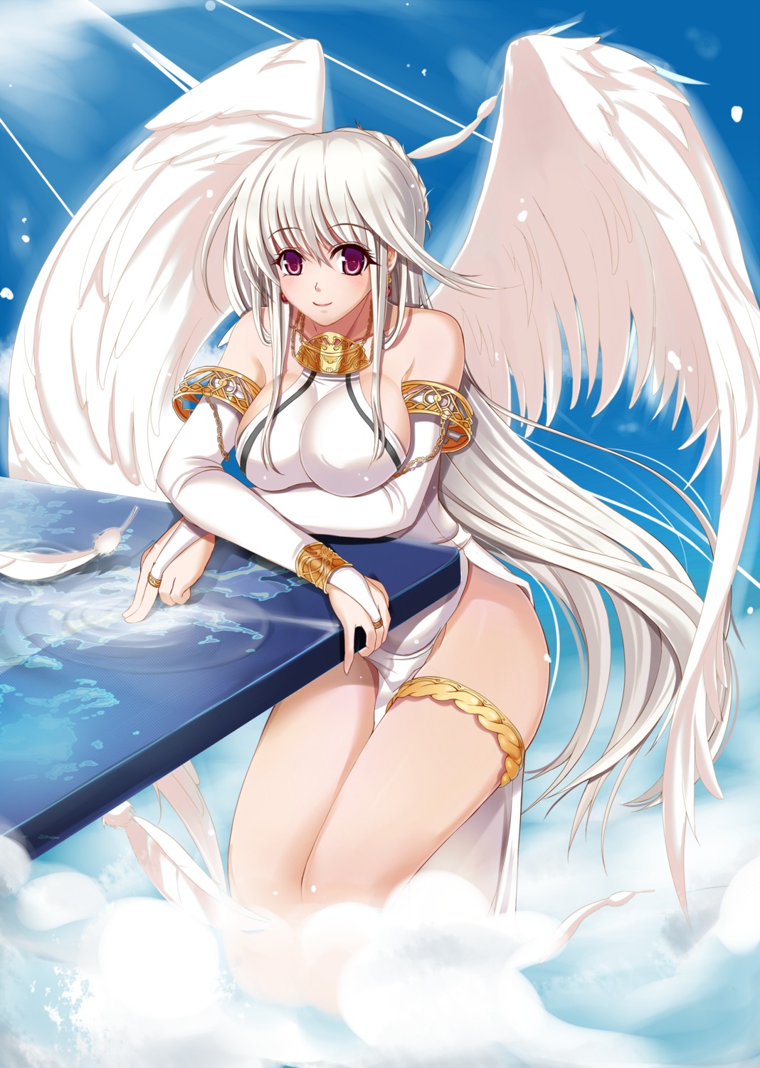 angel, breast_hold, dress, garter, sakura_kaoru, wings