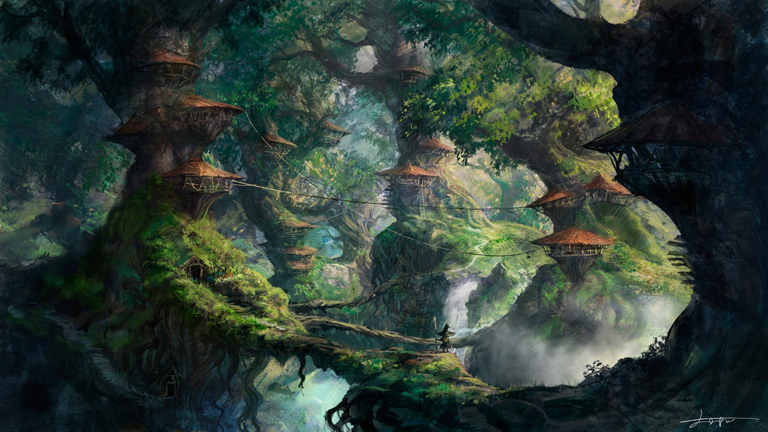 landscape, wallpaper, weapon, witch, you_shimizu