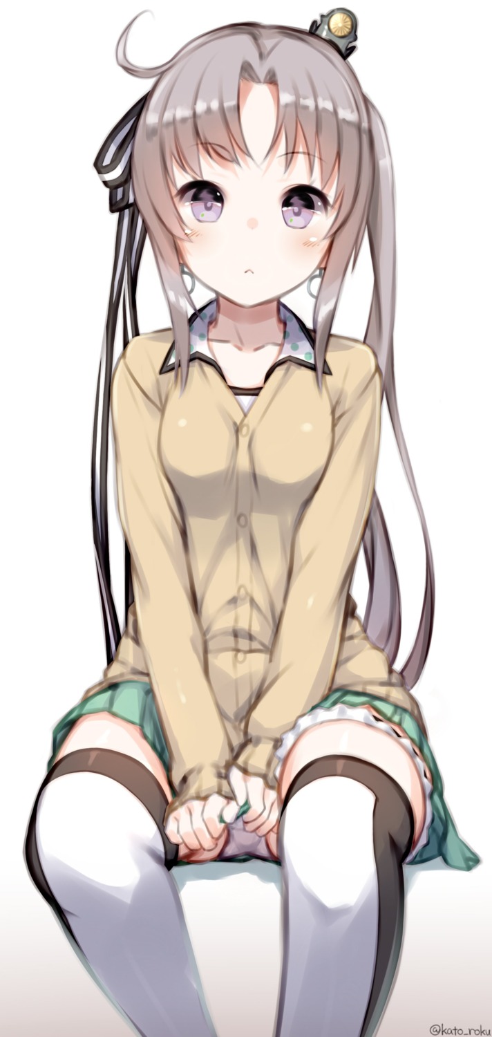 akitsushima_(kancolle), kantai_collection, kato_roku, pantsu, sweater, thighhighs