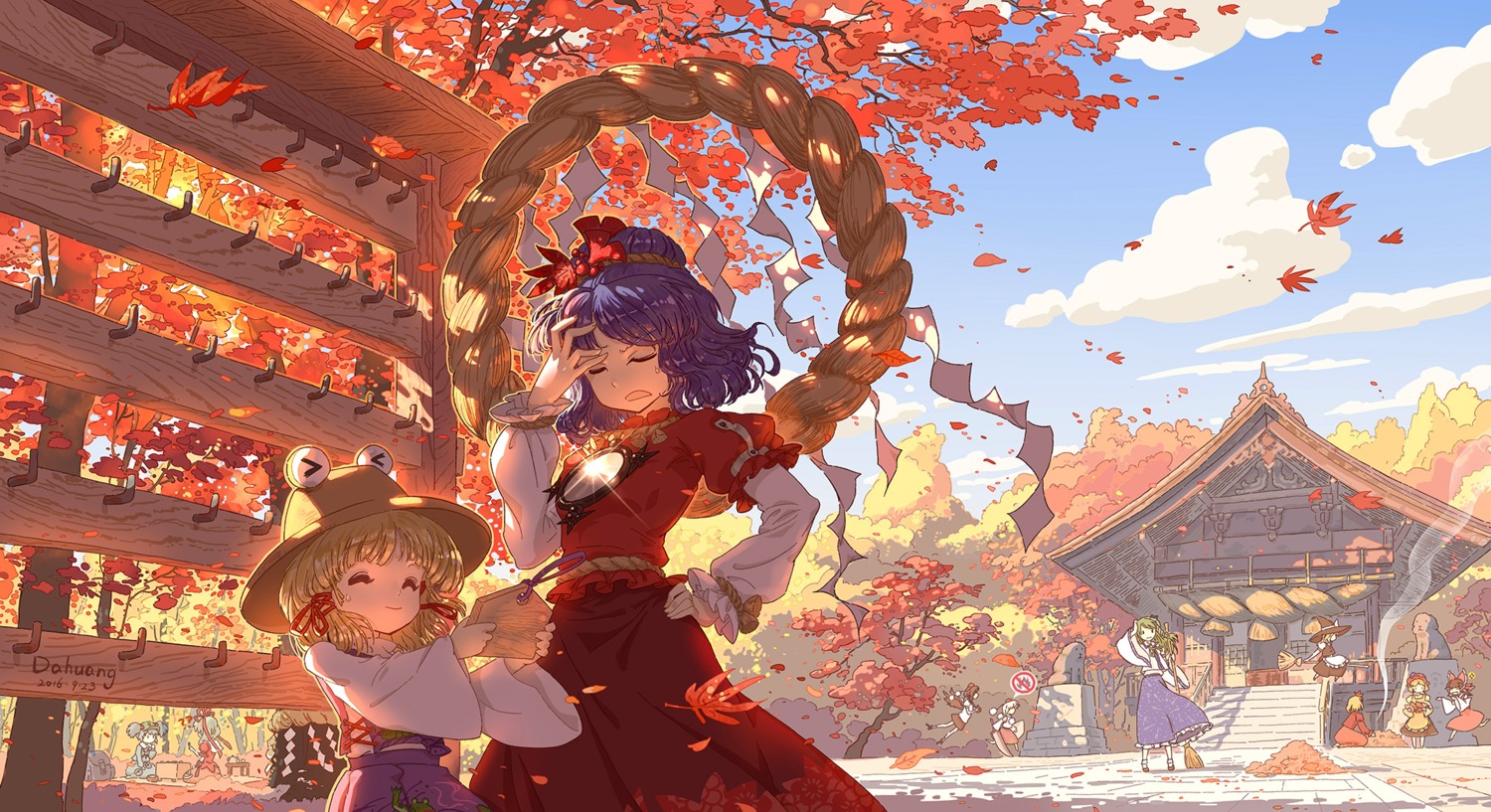 aki_minoriko, aki_shizuha, dahuang, hakurei_reimu, inubashiri_momiji, kagiyama_hina, kawashiro_nitori, kochiya_sanae