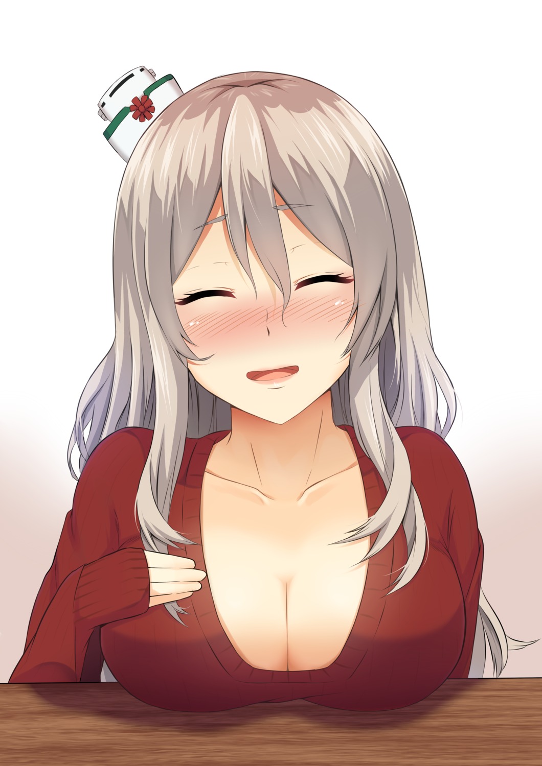 breast_hold, cleavage, kantai_collection, ohiya, pola_(kancolle), sweater