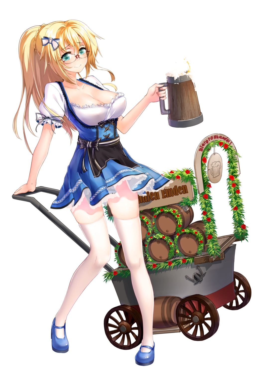 cleavage, emden_(zhanjianshaonv), megane, onceskylark, thighhighs, zhanjianshaonv