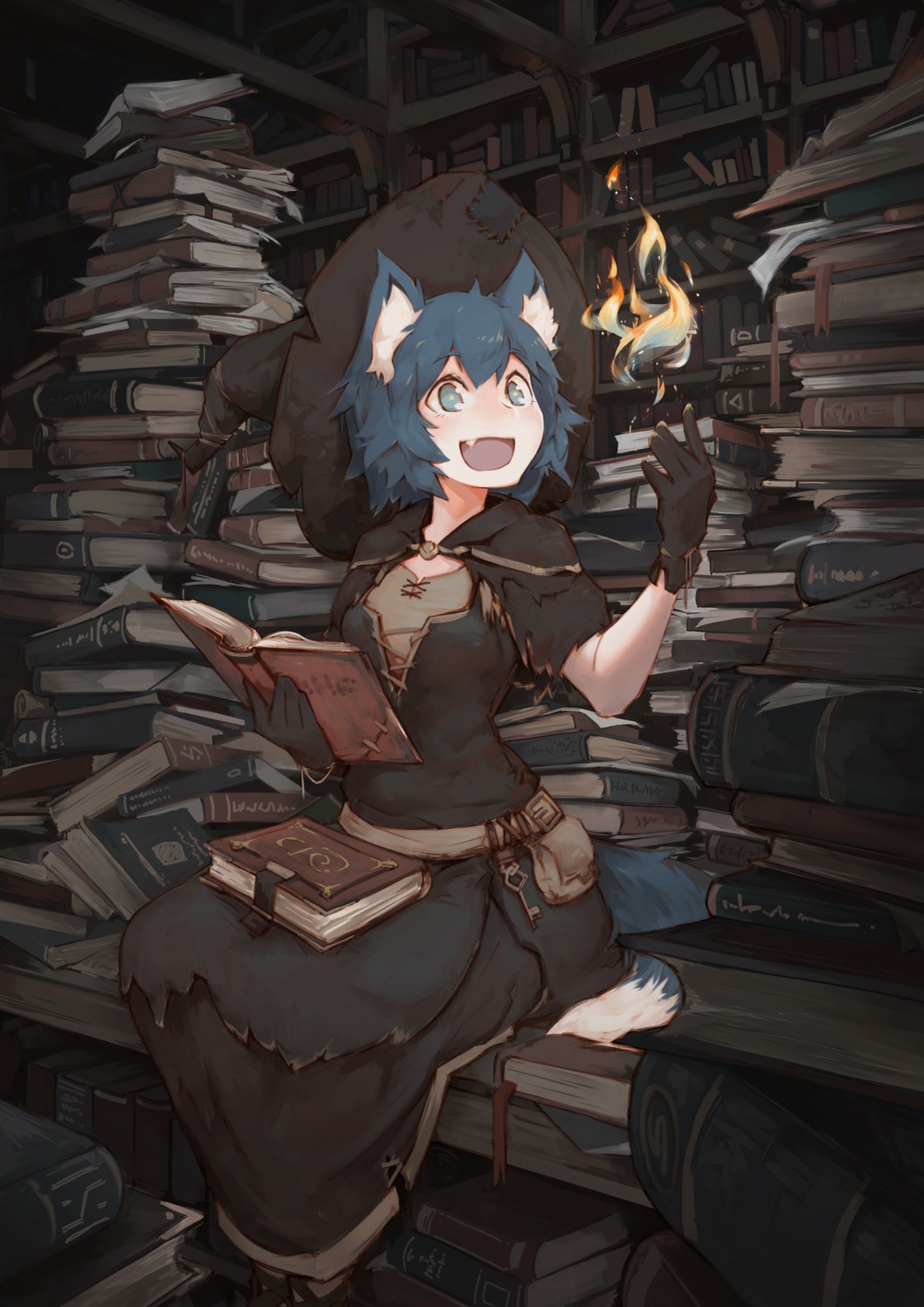 animal_ears, deel_(rkeg), dress, tail, witch
