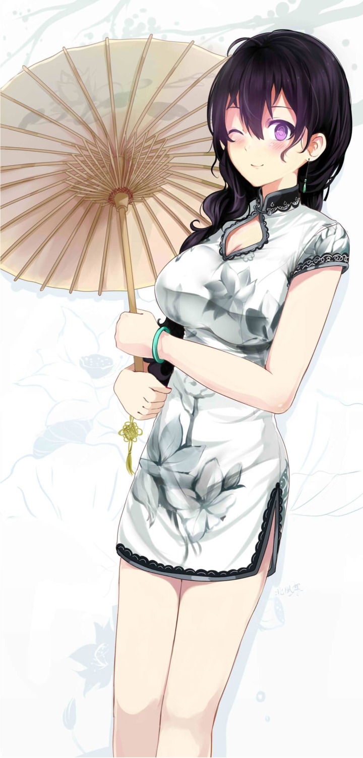 beifeng_han, chinadress, cleavage, jpeg_artifacts, miyaura_sanshio, umbrella
