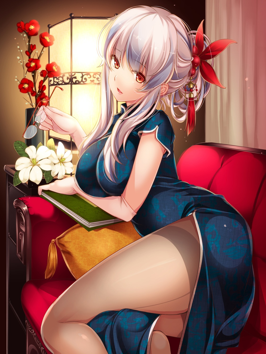 chinadress, kamishirasawa_keine, megane, monety, pantyhose, touhou
