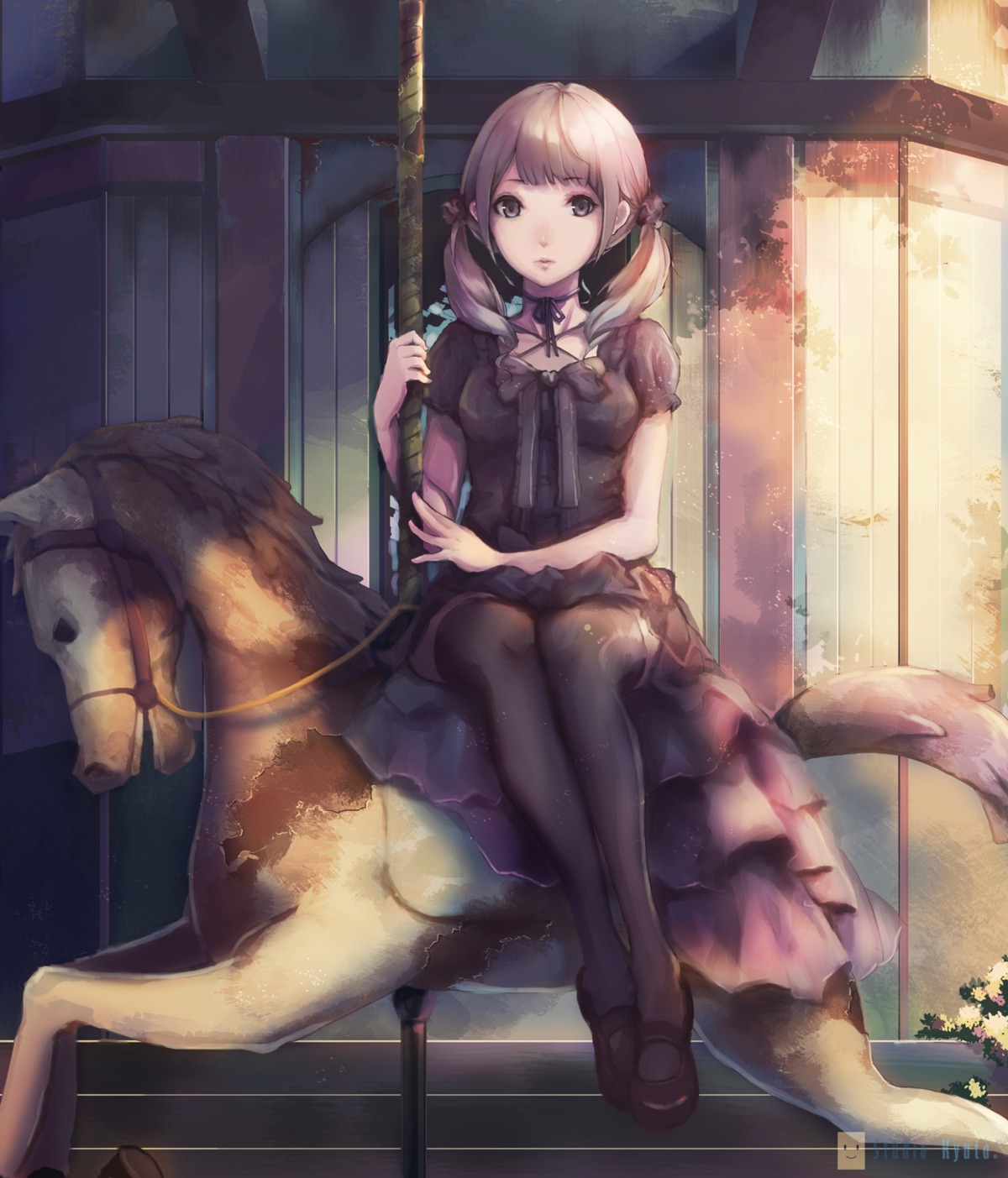 chaang, dress, thighhighs
