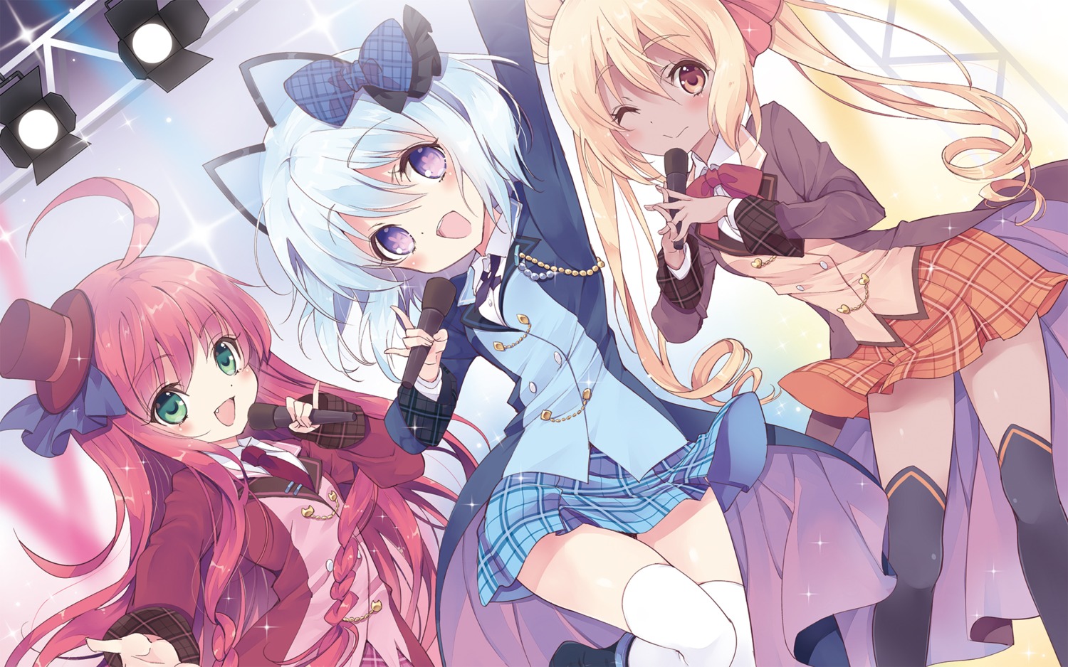 1000-chan, dr._mirio, oizumi, purima, seifuku, thighhighs, wallpaper, yukiwo