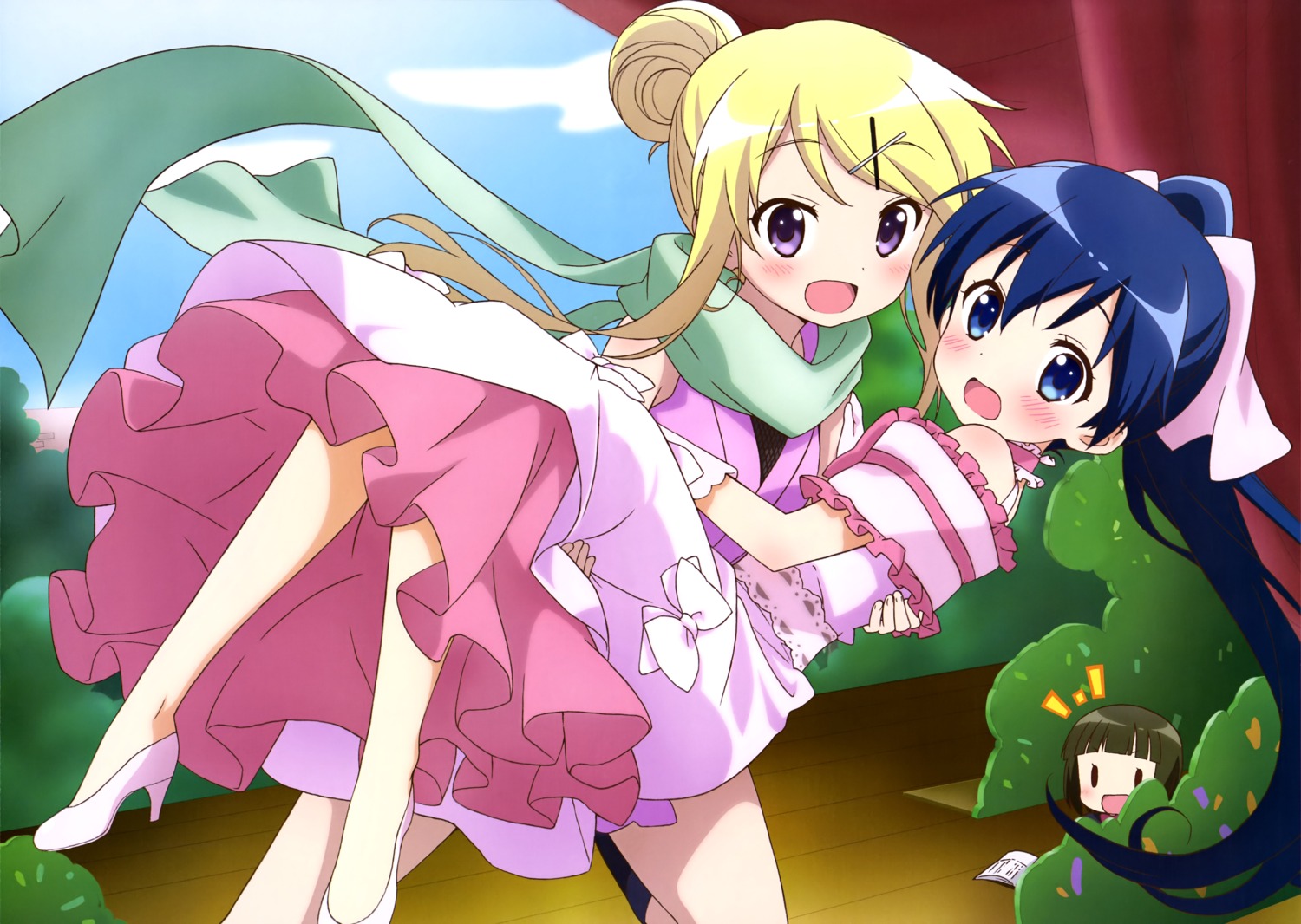 chibi, dress, heels, kin-iro_mosaic, komichi_aya, kujou_karen, oomiya_shinobu